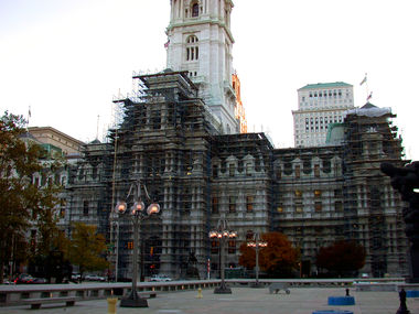 city hall landscape scaffolding edit